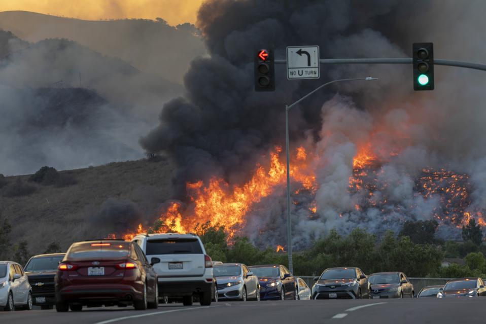 Silverado Fire In Orange Country, California Forces Evacuations