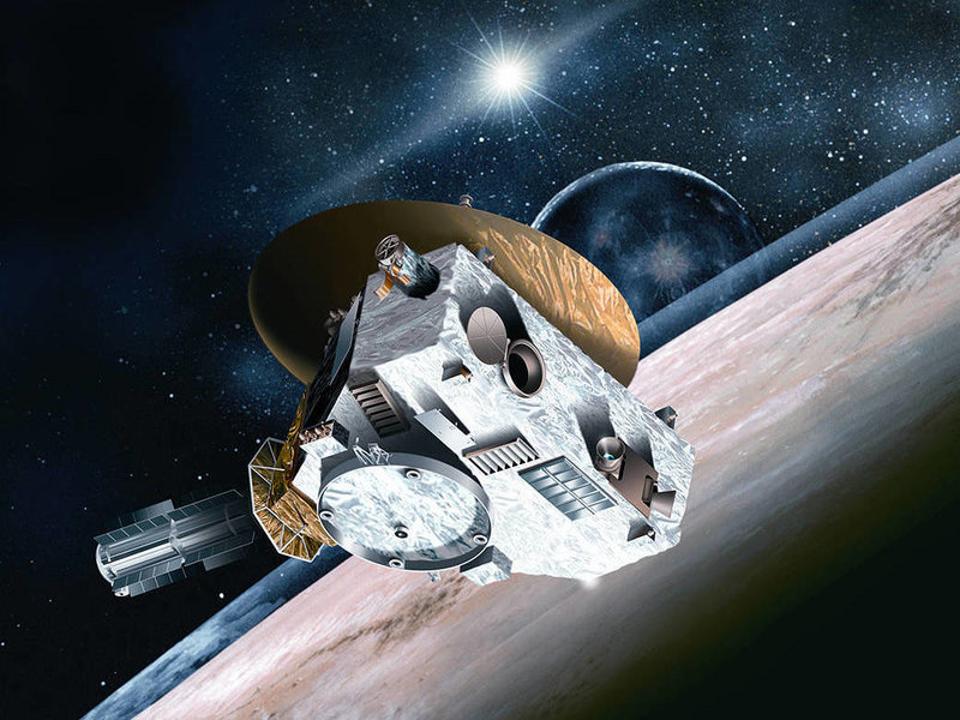 NASA's New Horizons, illustrated from a position well beyond the zodiacal dust.