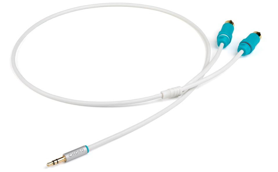 Coiled Chord Company C-jack cable in white with turquoise connectors
