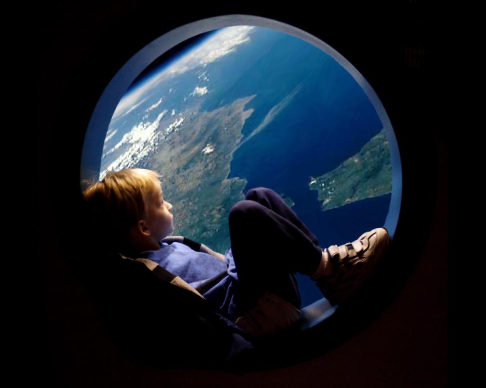Porthole view of earth