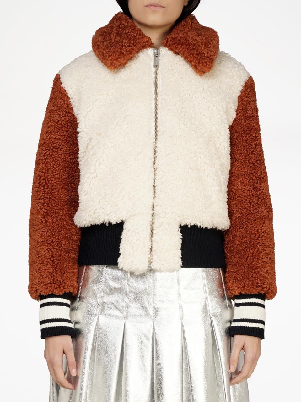 Golden Goose Antea Teddy Bomber Jacket in Faux Fur