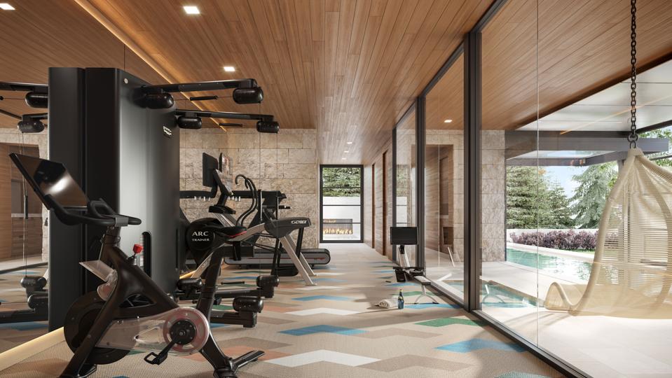 Home gym with exercise equipment