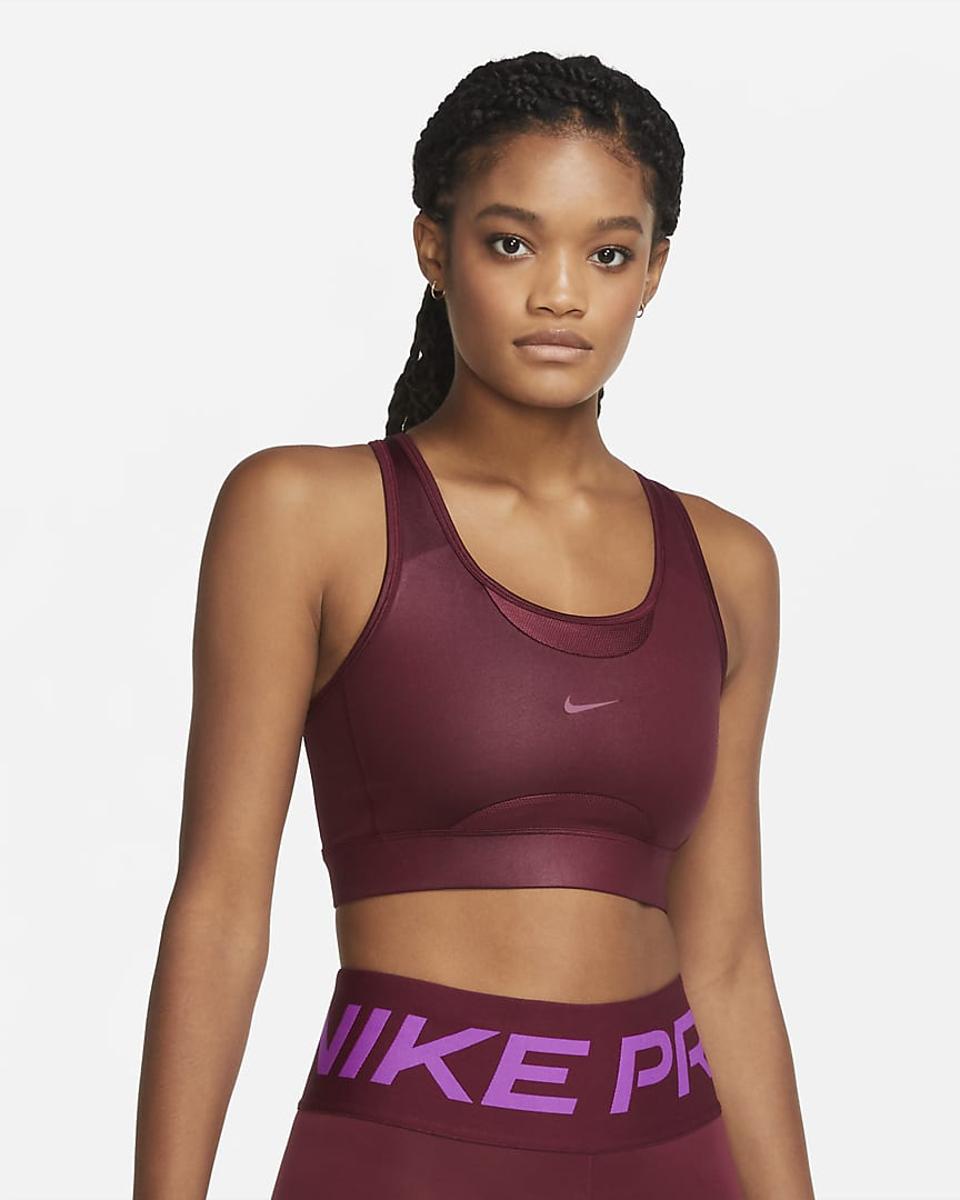 Women's Medium-Support 1-Piece Pad Shine Sports Bra Nike Swoosh