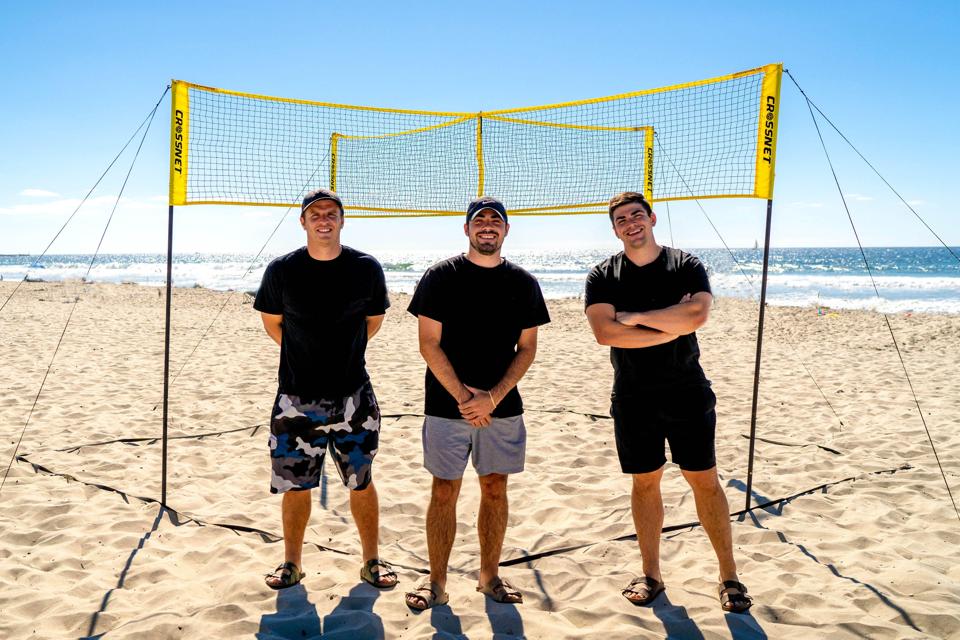 CROSSNET's founders invented a four-way volleyball game.