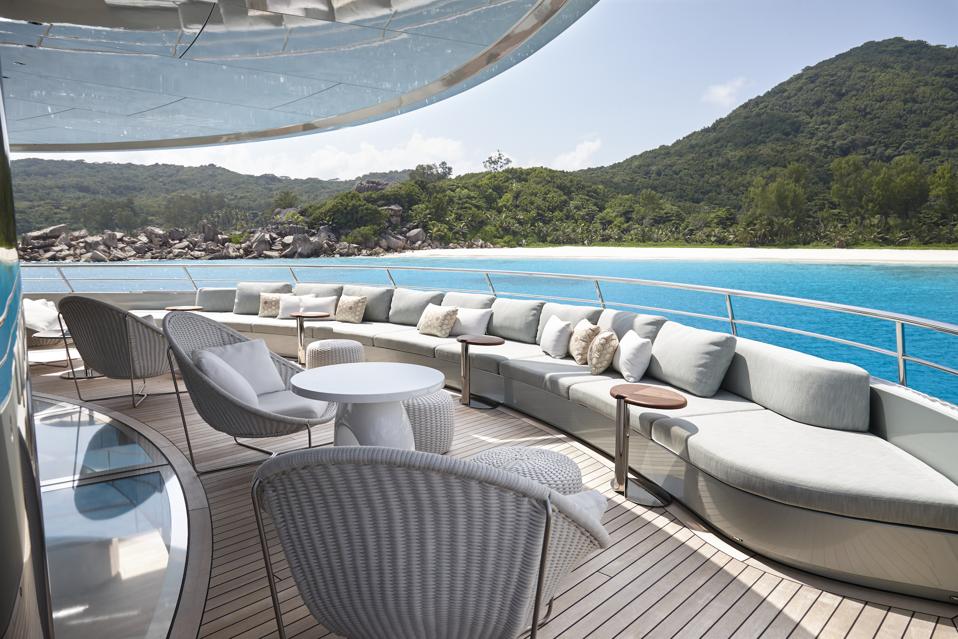 The sun deck on the Feadship Savannah superyacht