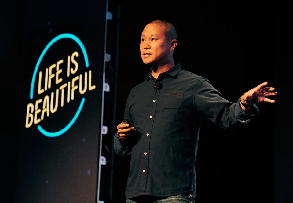 Zappos CEO Tony Hsieh speaking at the Life Is Beautiful festival in Las Vegas in 2015.