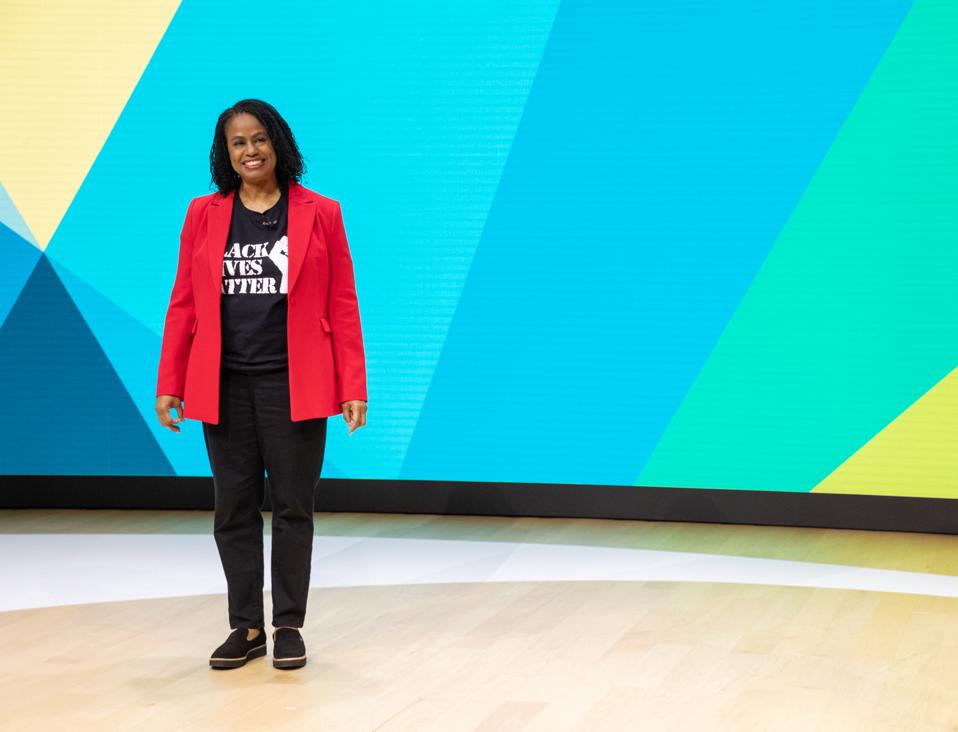 Brenda Darden Wilkerson, CEO of Anita B.org on the Grace Hopper Conference stage,