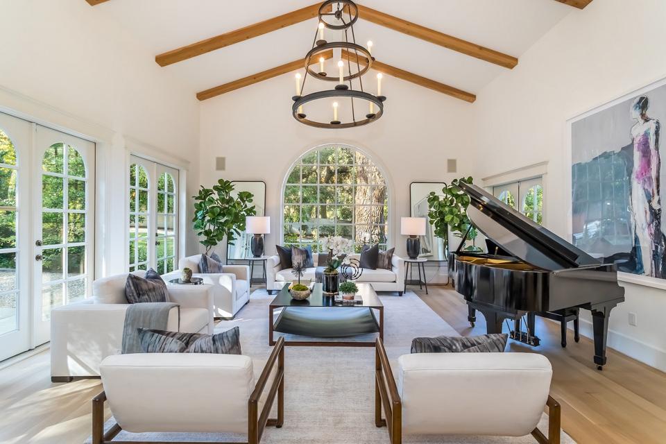 A living room with windows.