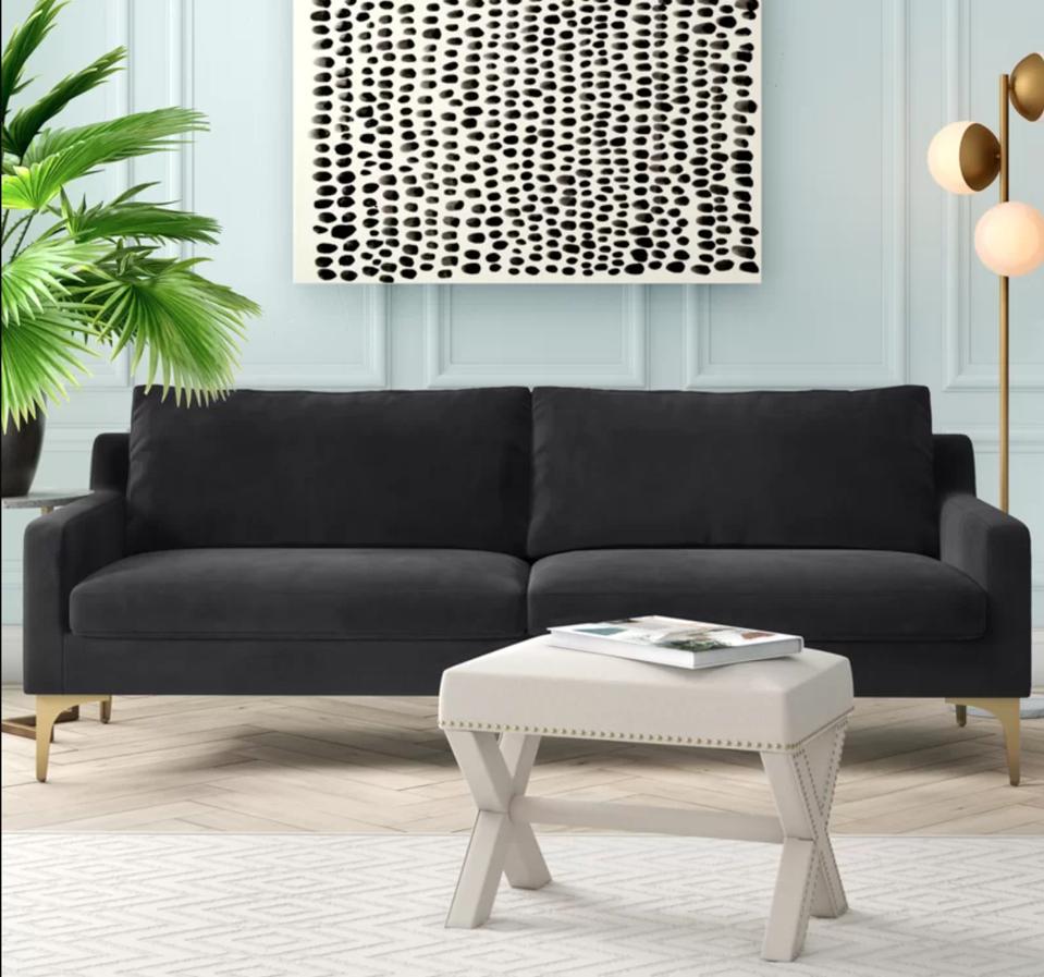 Ryan Velvet 85.82″ Square Arm Sofa