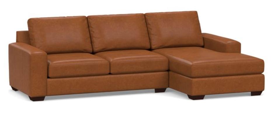 Big Sur Square Arm Leather Sofa Chaise Sectional
