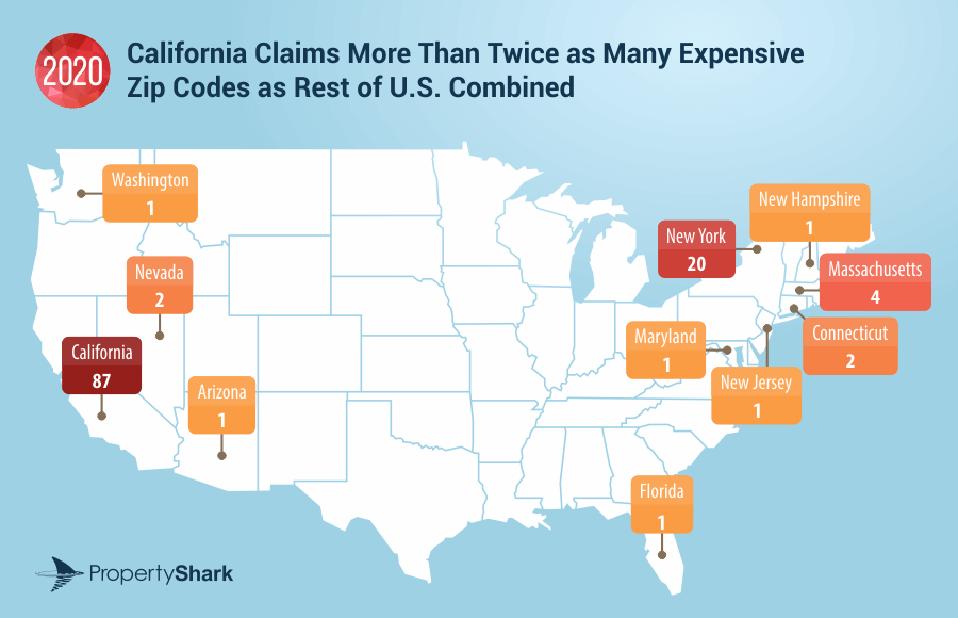 Map of the most expensive Zip codes