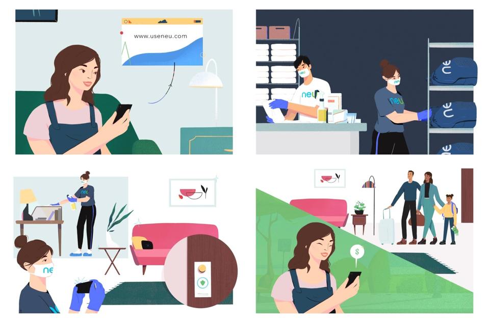 Original artwork of house cleaners provided by Neu.