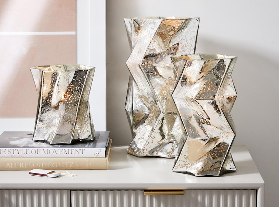 West Elm Silver Hurricane lamp