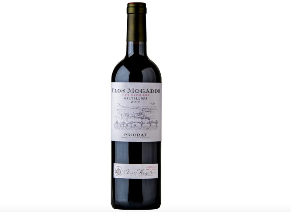 Bottle of Spanish red wine Clos Mogador.