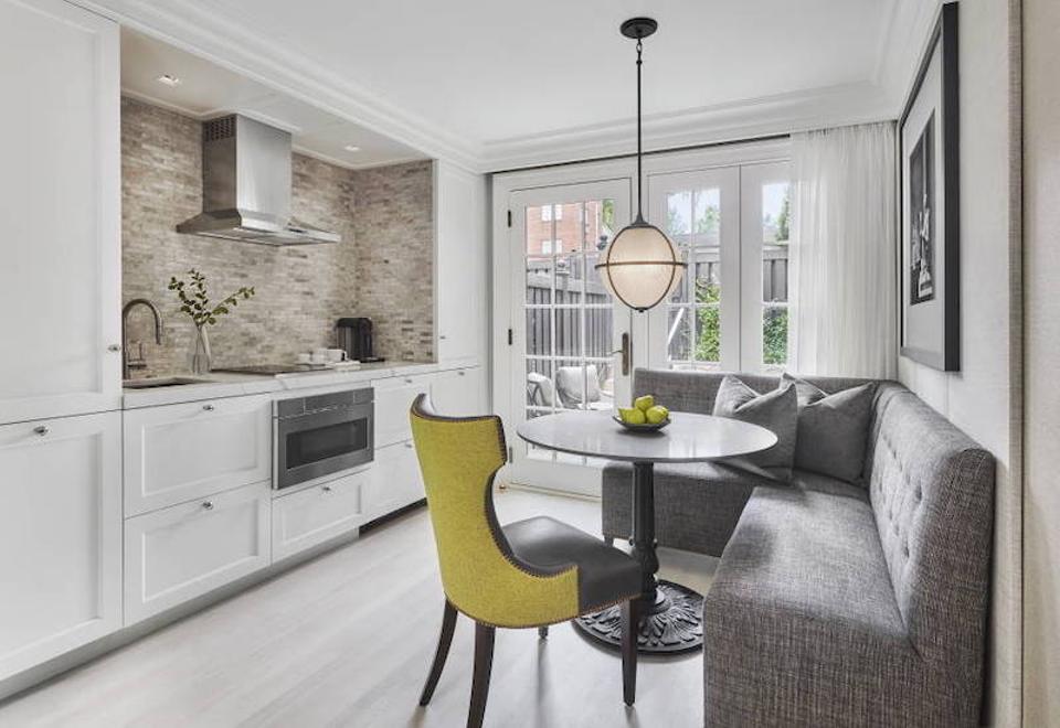 The fully-equipped kitchen in the townhomes