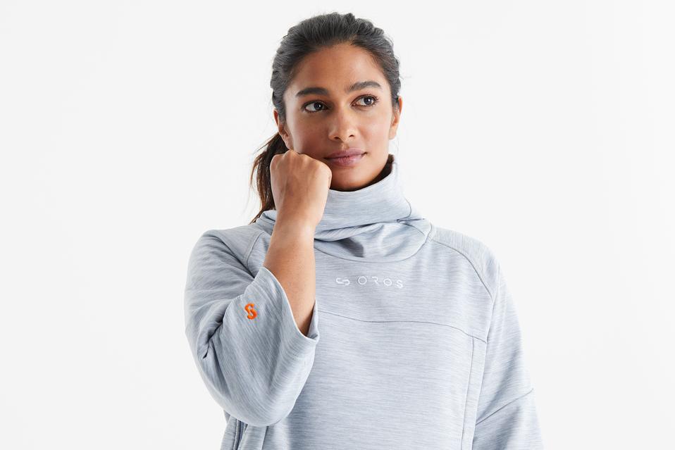 woman modeling pullover