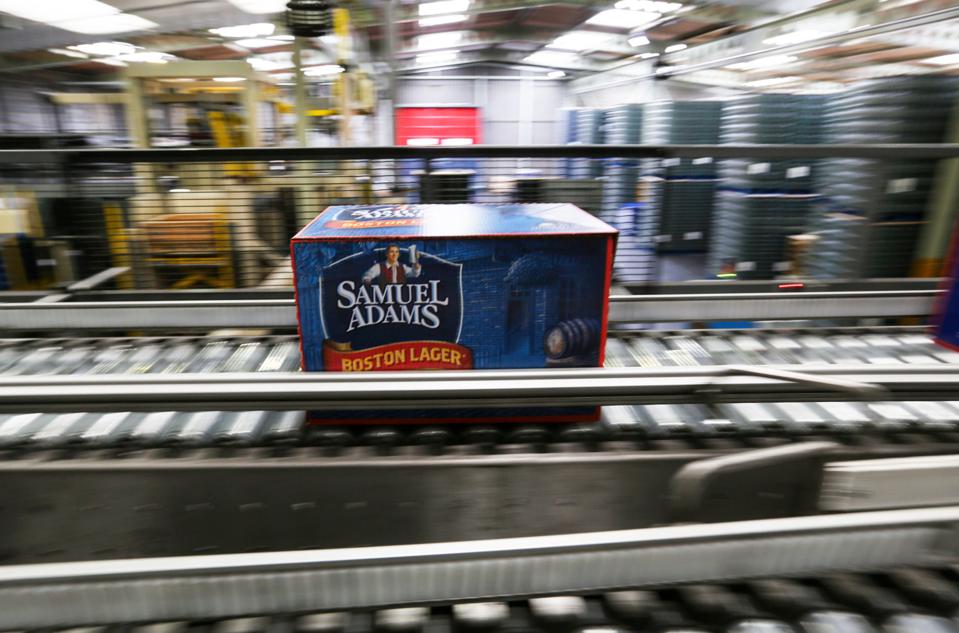 Samuel Adams Boston Lager On The Production Line At Shepherd Neame Plc Brewery