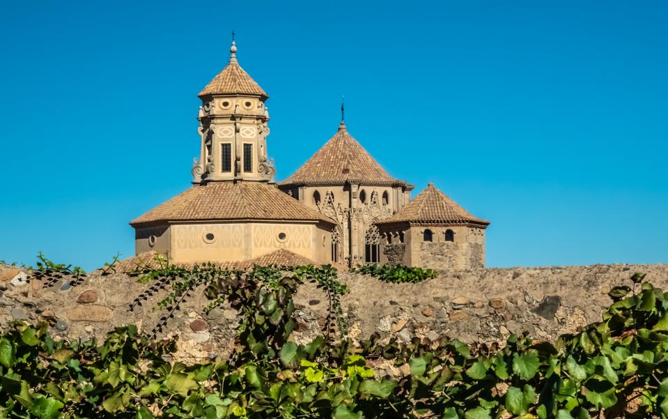 The Royal Abbey of Santa Maria de Poblet a XII c. Cistercian monastery at the foot of the Prades Mountains, in the comarca of Conca de Barbera , in Catalonia (Spain).