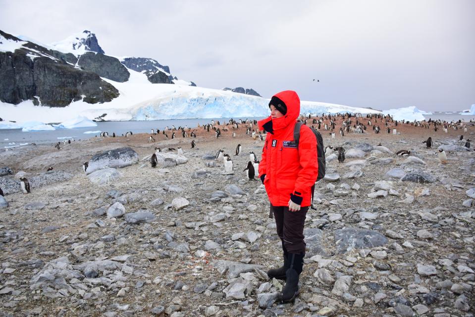 Solo Female Travelers Co-founder Meg Jerrard in Antarctica.