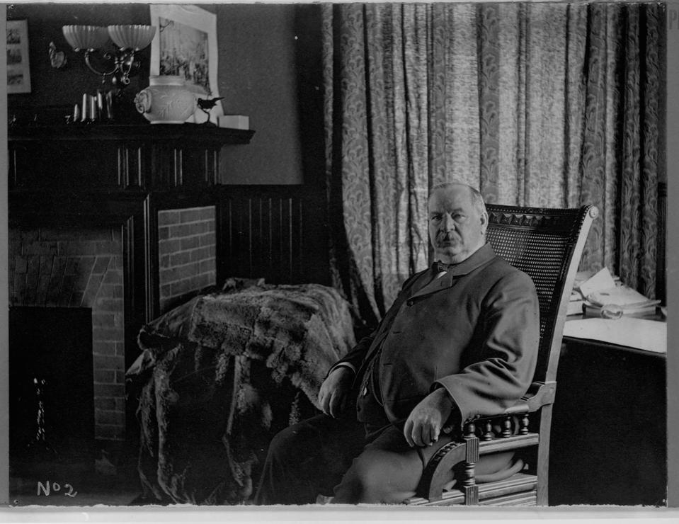 Grover Cleveland Relaxing by Fireplace