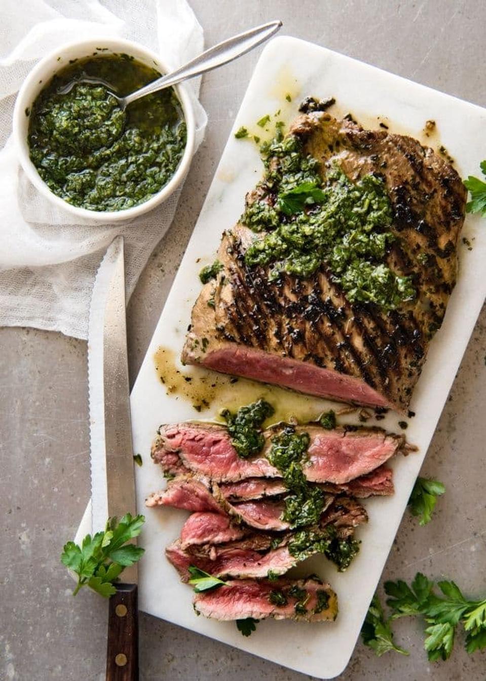 Skirt steak with homemade chimichurri