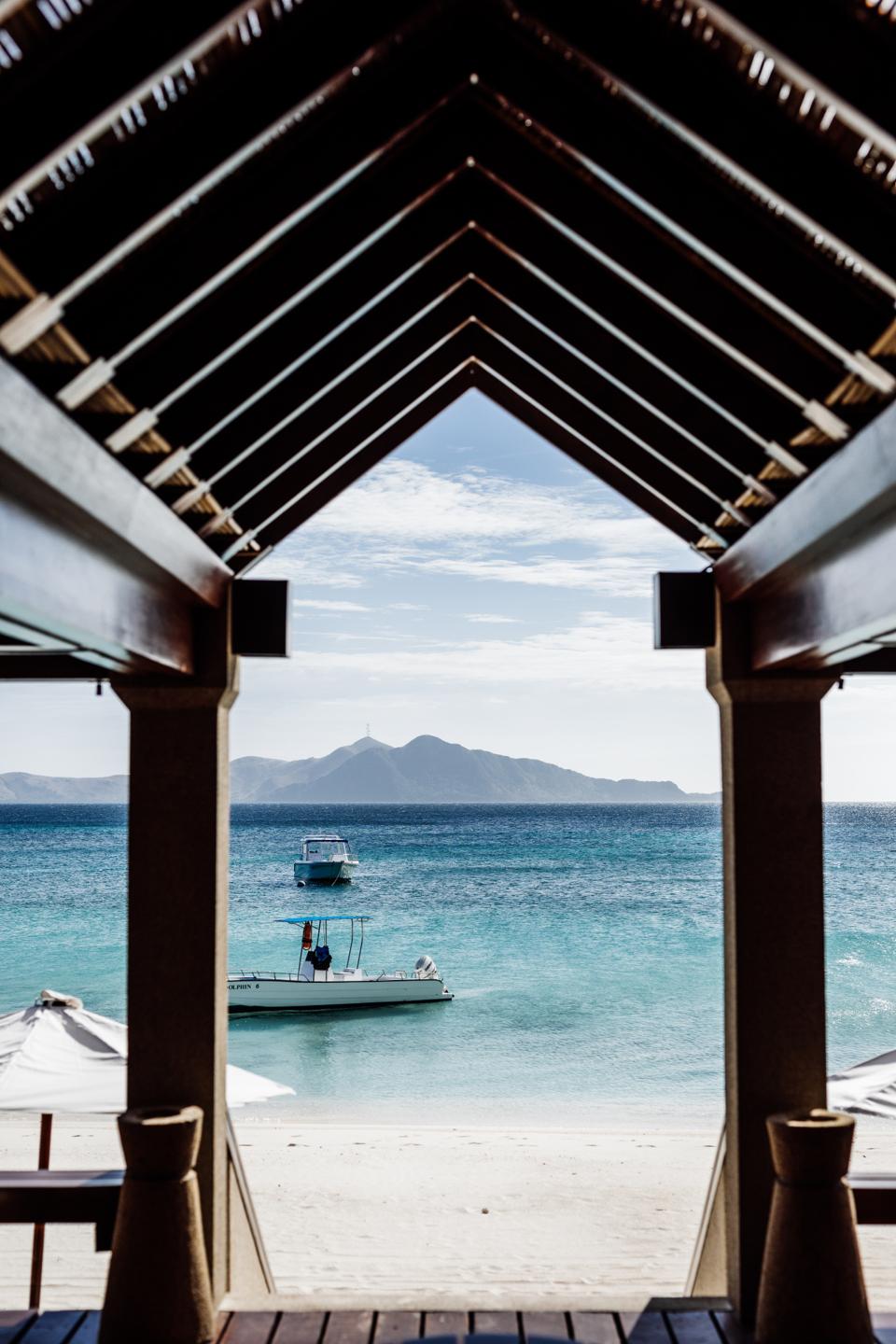 View from the beach bar at Amanpulo in Philippines