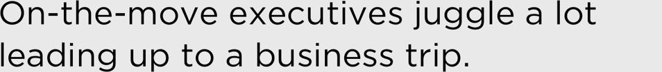 On-the-move executives juggle a lot leading up to a business trip.