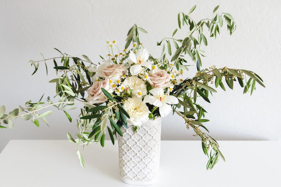 A completed floral arrangement from Matilda's Bloombox