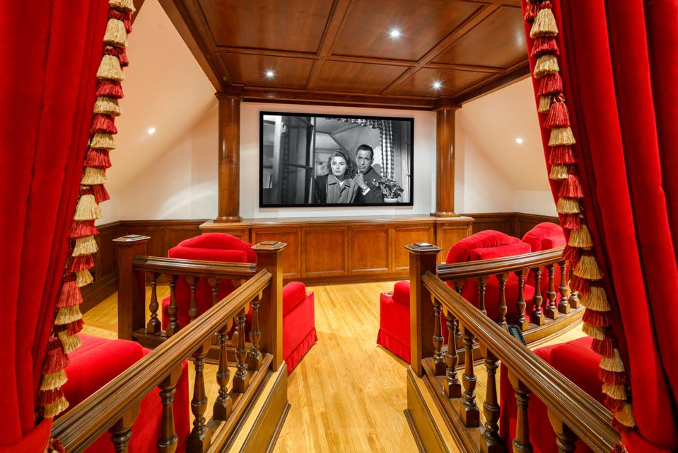 The movie theater in a luxury home.