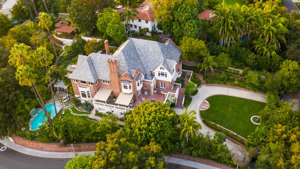 An aerial view of a home in Los Angeles.