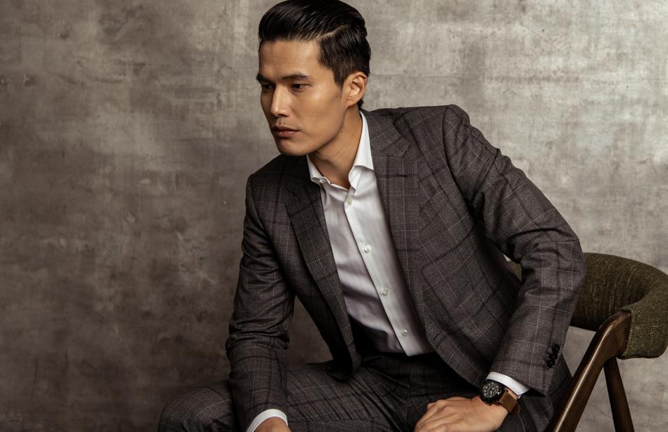 Ermenegildo Zenga This wool suit is crafted from luxurious, superfine Australian merino wool, whose longer and more elastic fibers create ultra-comfortable garments. Paired with a crisp white cotton shirt that is made from Zegna’s superior quality materials, the extra-long fibers create a wrinkle-resistant garment that will stay smooth all day. Wool suit by Ermenegildo Zegna Price: $3,450 Cotton shirt by Ermenegildo Zegna Price: $575 Leather shoes by Ermenegildo Zegna Price: $795