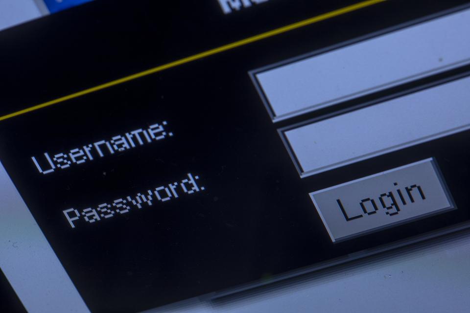 Username and password login screen.