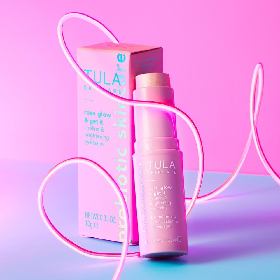 TULA’s multi-functional cooling & brightening eye balm instantly hydrates, cools while reducing the look of fine lines