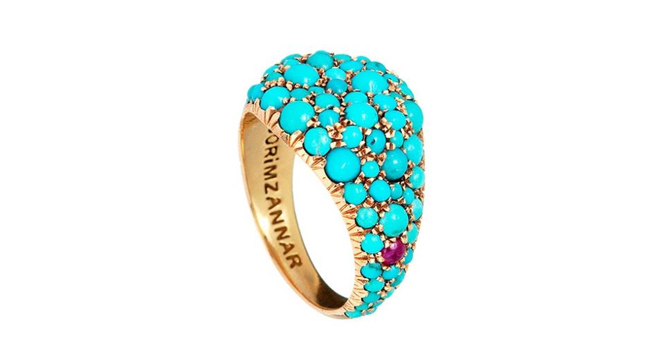 A&W Mouzannar Meteor ring in 18K gold with 4.5 carats turquoise, $4,500, awmouzannar.com
