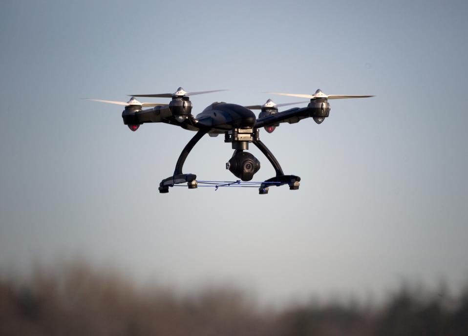 Europe, Germany, View Of Drone With Camera Flying, Airborne