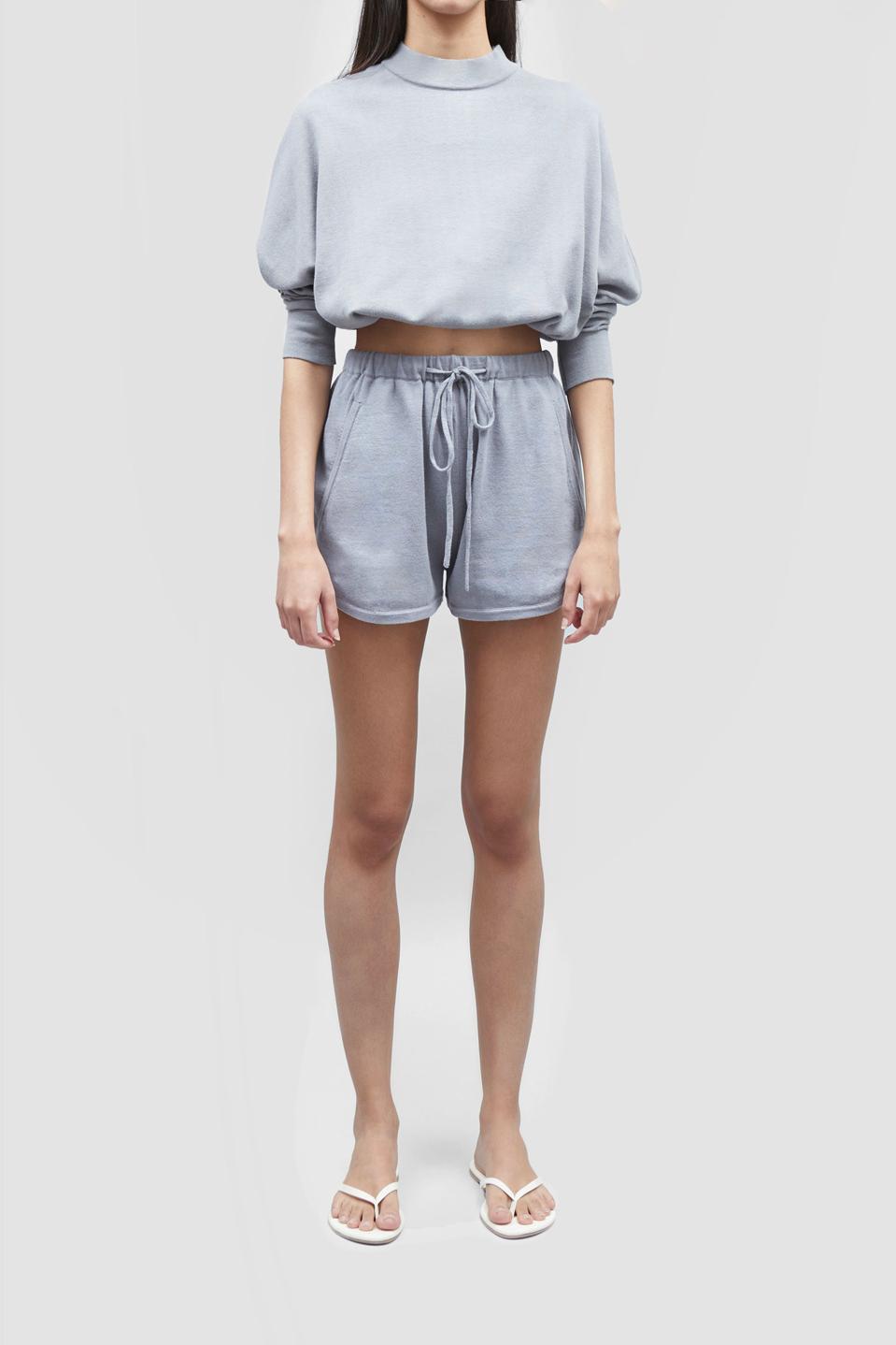 Cropped sweater and runner shorts in shade Stone from PATTON STUDIO