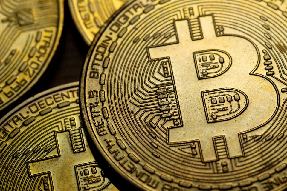 Units of bitcoin, a digital currency.