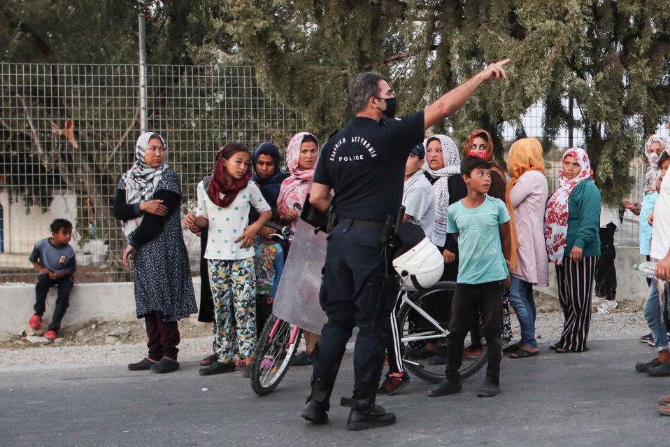 Refugees In The New Refugee Camp In Lesbos Island