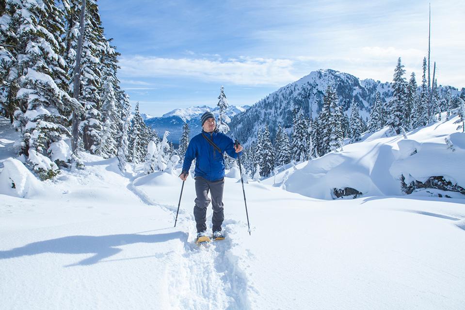 Man snowshoeing