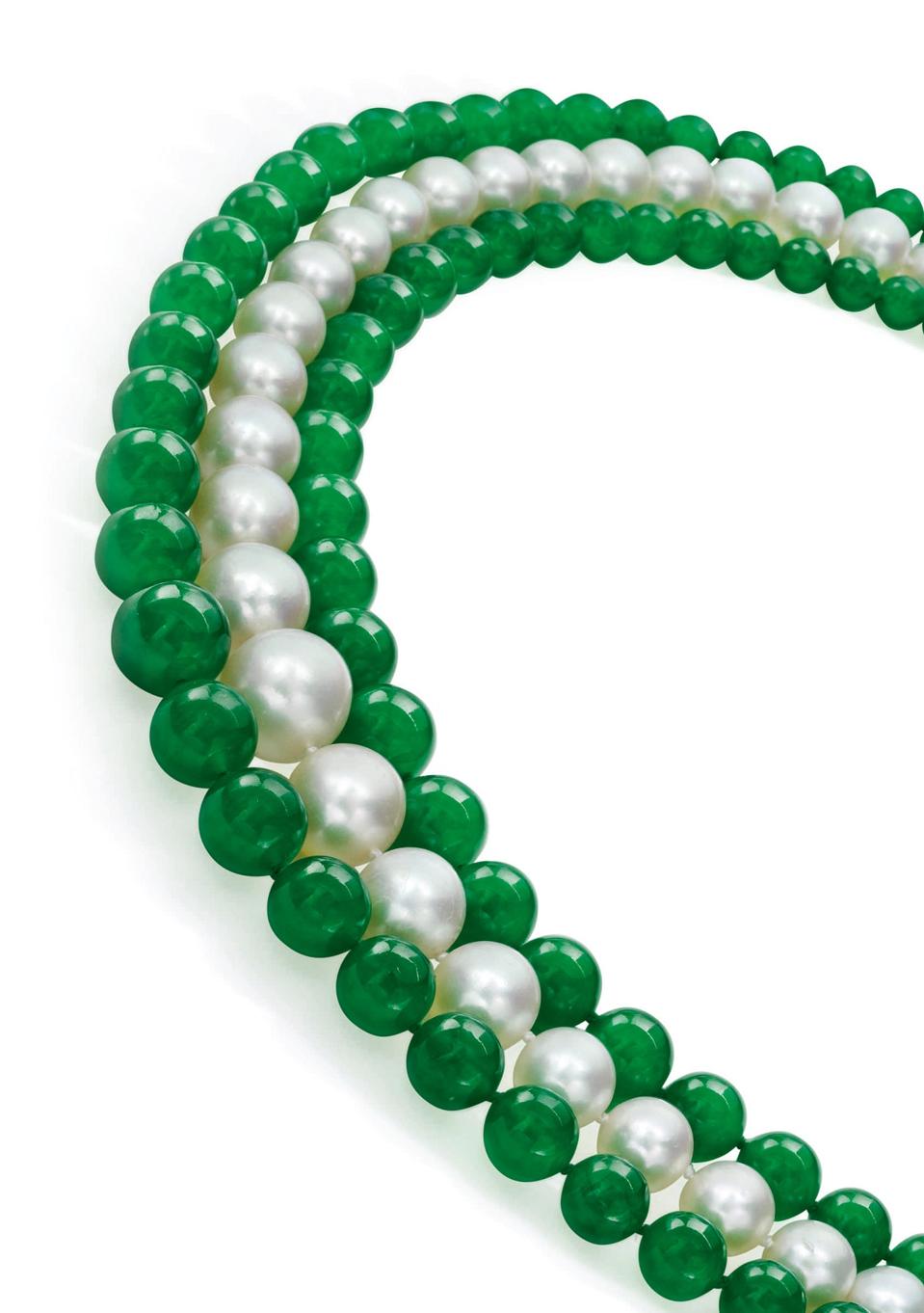 Jadeite, natural pearl and diamond necklace by Raymond Yard fetched $1.6 million