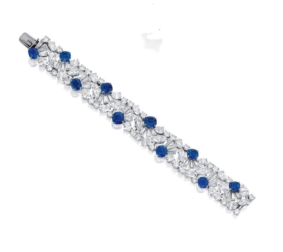 Cartier sapphire and diamond bracelet in a fan design, circa 1960s, fetched $1 million