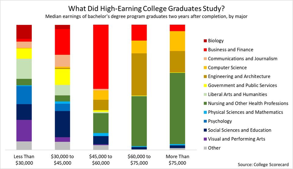 high earning college graduates studied nursing and engineering