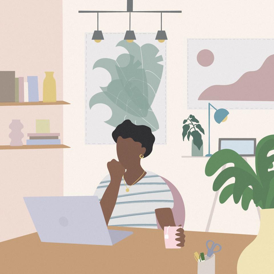 Young women working at home