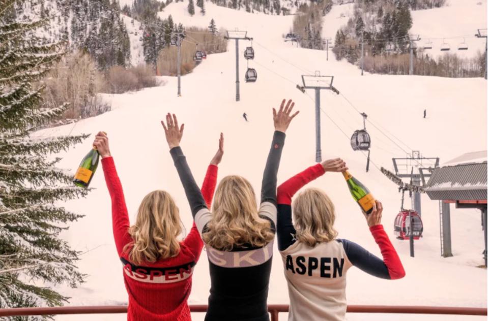 So much of the fun begins when the skiing is done, as evidenced by ″Après Champagne, Aspen, ″ an iconic image from photographer Gray Malin.