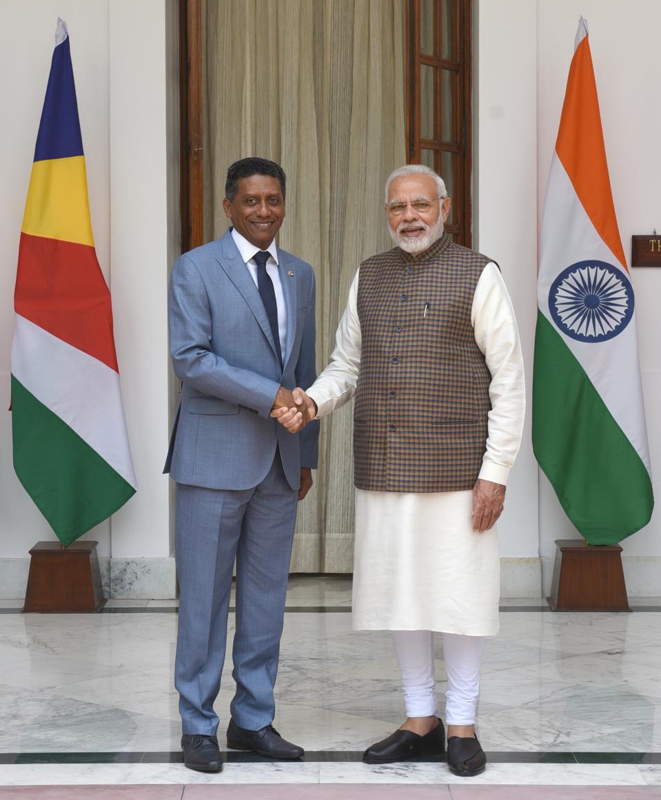 25 Jun 2018: Indian PM Modi and Seychelles President Danny Faure. The previous week, the Parliament of Seychelles refused to ratify the naval base that India has been planning to build on the Indian Ocean Island of Assumption.