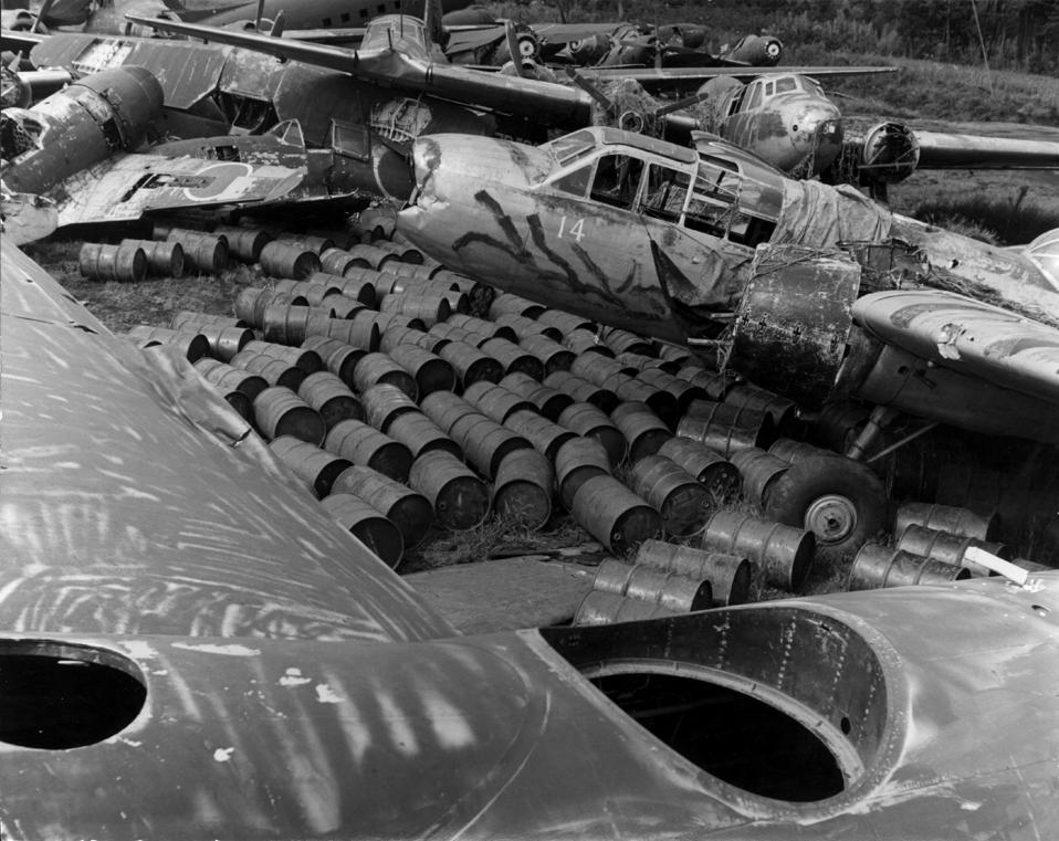8 Sep 1945: the bombed ruins of the Mitsubishi airplane factory in Nagoya