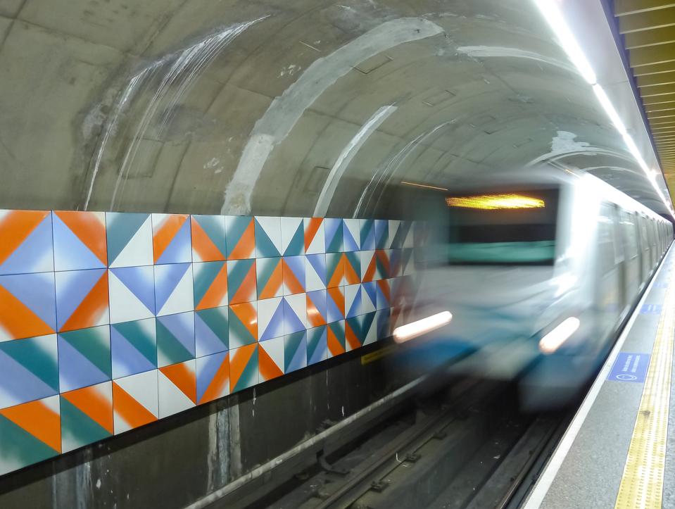 Sao Paulo metro station interior details, Brazil