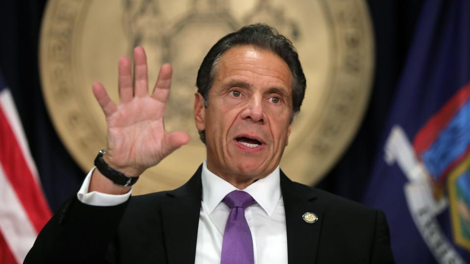 New York Governor Cuomo Holds A Press Briefing In NYC