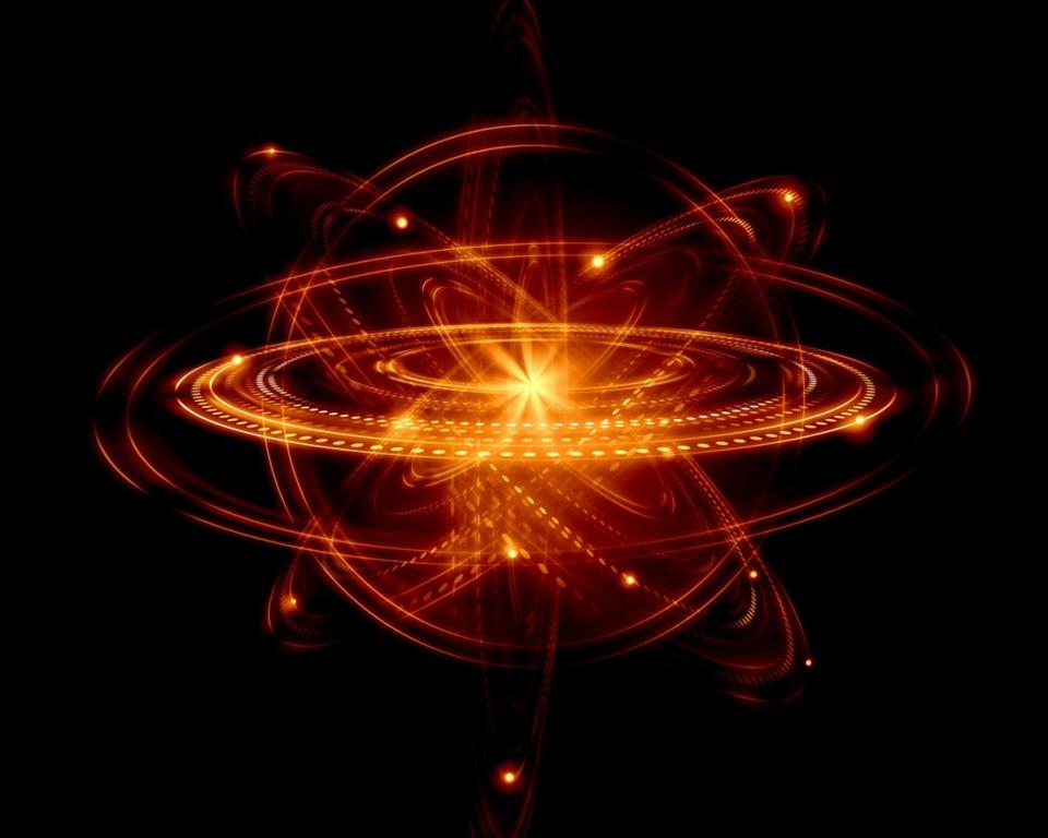 An artistic rendition of an atom.