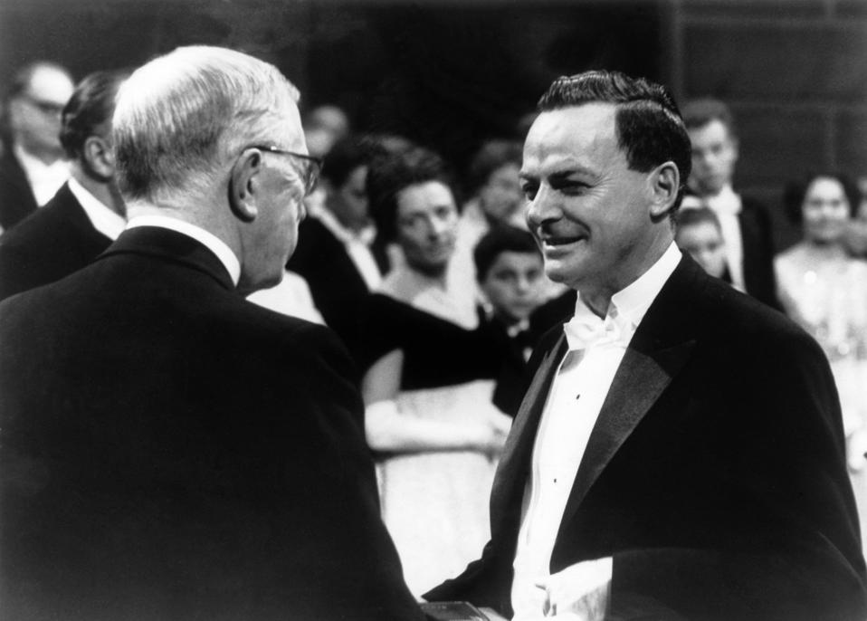 King Gustav Vi Adolf Of Sweden Giving The Nobel Physics Prize To Richard Feynman